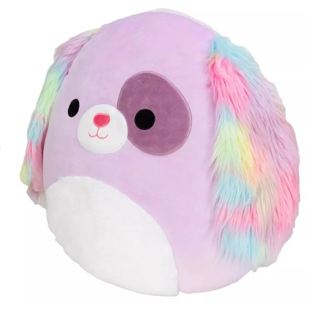 Squishmallows Official 16" Barb Purple Dog with Rainbow Ears Plush